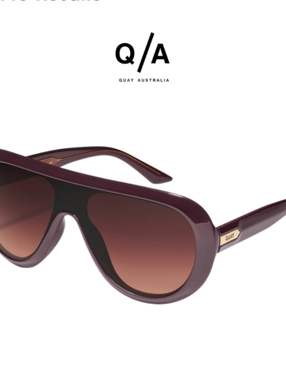 Quay Australia Women's Burgundy Shield Sunglasses with Brown Gradient Lenses